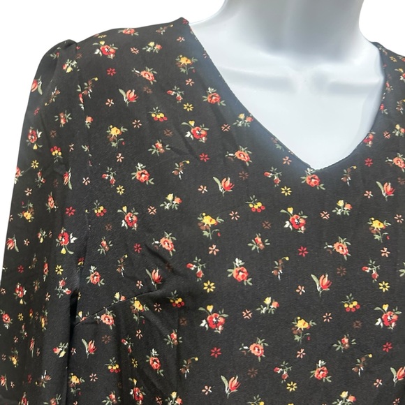 Black Pink Floral Country Prairie Girl Tiered Maxi Dress Size M - Picture 4 of 6